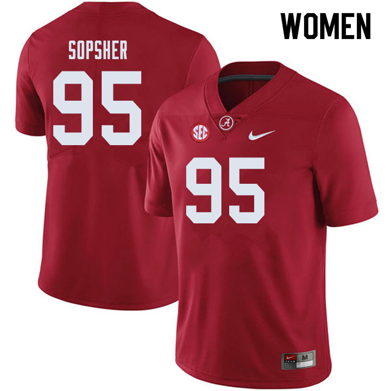 Alabama Crimson Tide Women's Ishmael Sopsher #95 Crimson NCAA Nike Authentic Stitched 2019 College Football Jersey VT16F85FP